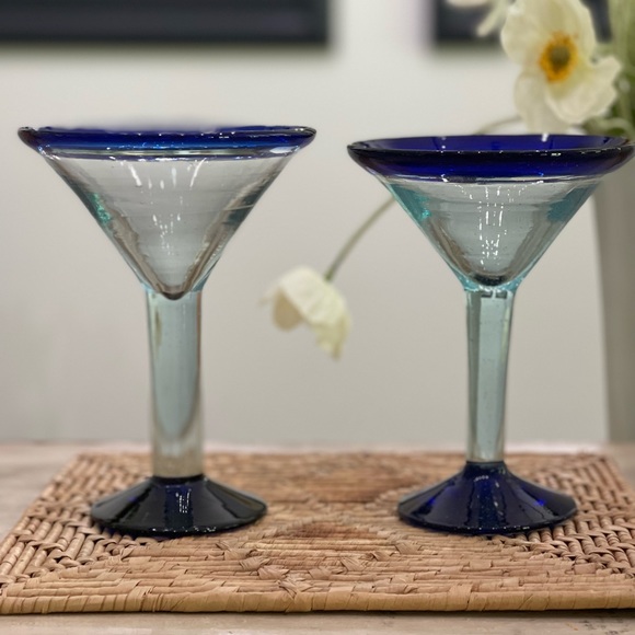 🇲🇽Mexican Blown Glass Margarita Glasses- set of 2🇲🇽 - Picture 1 of 10